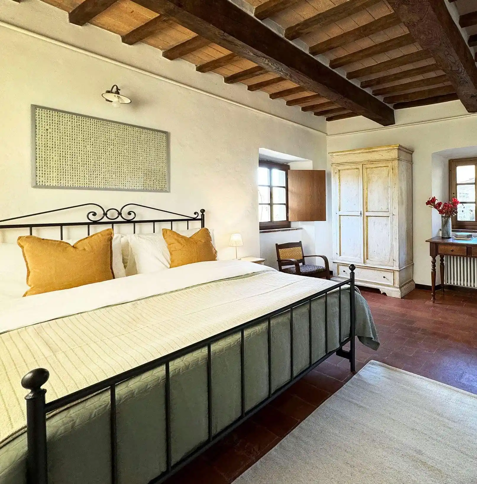 Stone bedroom at Il Vigno adults-only agriturismo, Tuscany
